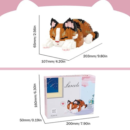 Larcele 1027 Pcs Tortoiseshell Cat Pet Micro Blocks Toy for Kids 8+ KLJM-05 - style: Tortoiseshell Cat