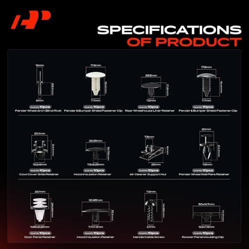 A-Premium 210PCS Fastener Retainer Clip Kit Compatible with Ford 2017-2019