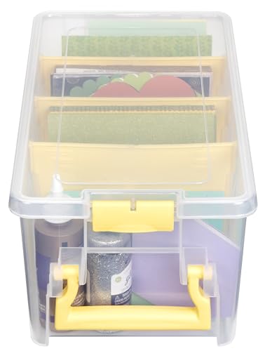 ArtBin Semi Satchel Craft Organizer with 3 Dividers, Yellow Accents - color: Yellow