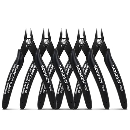 BOOSDEN 5 Pack Small Micro Wire Cutters Flush Cutter Pliers 5-Inch - color: Micro - 5 Pack