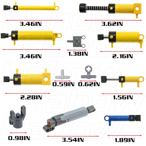 Habow 19Pcs Pneumatic-Technic-Parts Kit Compatible with Lego-Pneumatic Cylinders-Air-Pump Pressure Rod Switch Piston Hose Technic Linear Actuator MOC-Replacement-Parts.