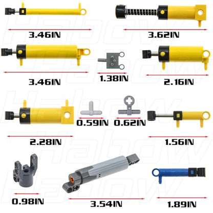 Habow 19Pcs Pneumatic-Technic-Parts Kit Compatible with Lego-Pneumatic Cylinders-Air-Pump Pressure Rod Switch Piston Hose Technic Linear Actuator MOC-Replacement-Parts.
