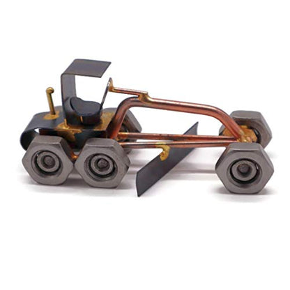 Road Grader Collectible Handmade Metal Art Figurine, Desk Accessories, Trophy, Boss Gift, Home Office Décor, Construction Worker Gift - style: Road Grader