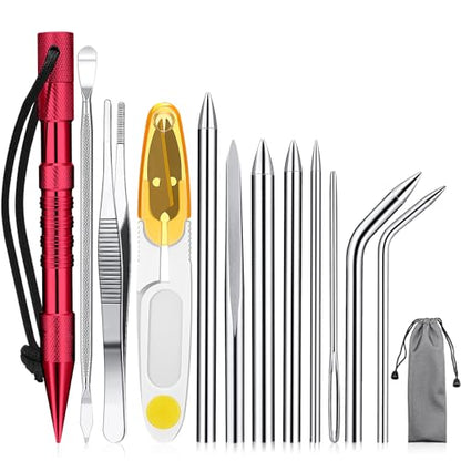 Ferraycle 12 Pcs Paracord FID Knotter Tools Set, Stainless Steel Red - style: Red