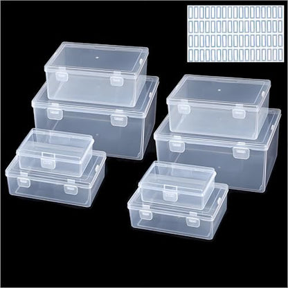 Nail art toolbox Bead Organizers-8 Pcs Jewelry Organizers and Storage Plastic Storage Cases Mini Clear Bead Containers Transparent Boxes with Hinged Lid and Rectangle Clear Craft Supply Case - size: 8 Pieces Big Sizes Mixed