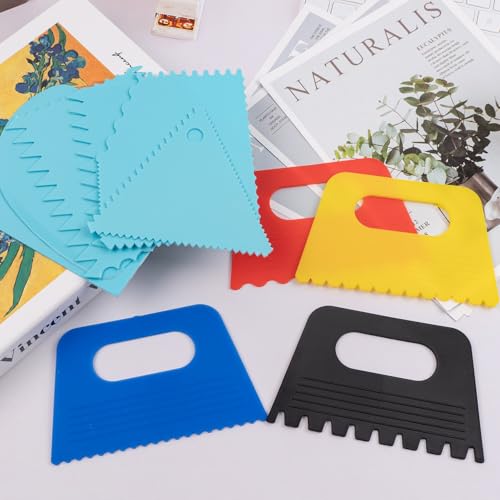 10 PCS Plastic Textured Art Supplies Kit, Colorful Scraper Tools - color: Multicolor