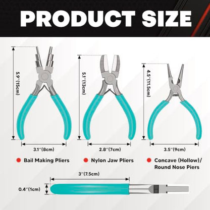 C&T 3-Piece Jewelry Pliers Set, Jewelry Making Tools Kit, Micro Jewelry Plier, Jewelry Making Supplies, Pliers set for jewellery making bead winding and shaping wire DIY Crafts - style: 3PC