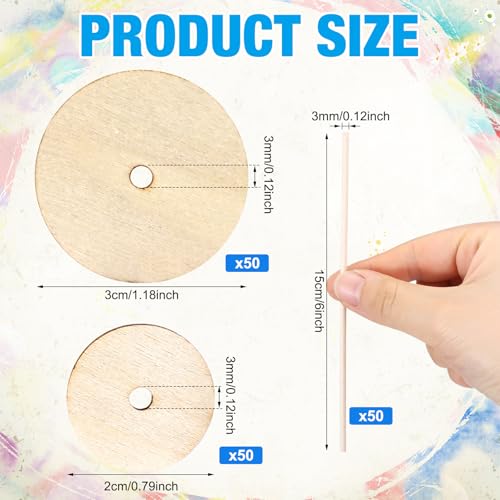 Amyhill 150 Pcs Wooden Toys Car Wheels and Sticks Set for Craft, 6 Inch