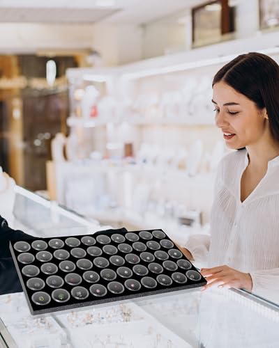Novel Box 36 Medium Gem Jars with Black Foam Gemstone Tray 14.5x7.8x0.75 - color: Black Foam Liner with 36 Gem Jars