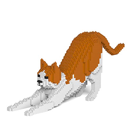 JEKCA Cat 13S-M03 | Orange and White Cat Plastic Building Blocks | Age 14+ - color: Orange and White