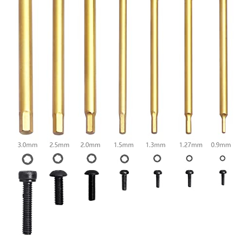 HobbyPark Hex Driver Set Allen Screwdriver Kit Titanium 0.9mm/1.27mm/1.3mm/1.5mm/2.0mm/2.5mm/3.0mm Small and 17mm Hex Wrench Set RC Car Tools Kit