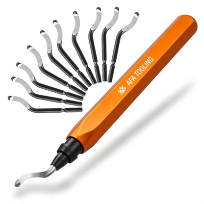 AFA Tooling Deburring Tool, 11 M2 HSS Blades, CNC Anodized Aluminum Handle - color: Orange