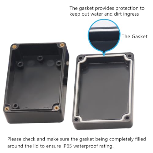 Junction Box, Zulkit Project Box IP65 Waterproof Outdoor Box ABS Plastic Electrical Boxes Electronic Enclosure Black 3.27 x 2.28 x 1.30(Pack of 4) - size: 3.27” x 2.28” x 1.30”(Pack of 4)