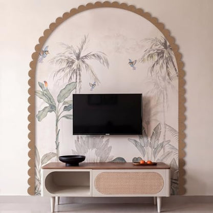 Novabright Unfinished Wood Arch Trim, 80 x 70 Inch, Scalloped - size: 80 x 70 Inch, style: Scalloped