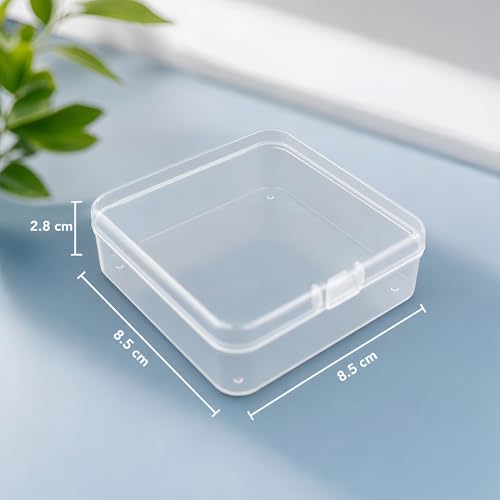 LJY 16 Clear Square Plastic Boxes, 3.3 x 3.3 x 1.1 in for Craft Kits - size: Single Size (3.3 x 3.3 x 1.1 inch)