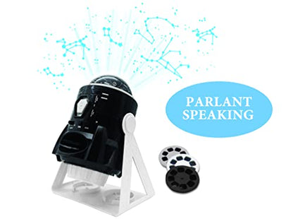 LEXiBOOK NLJ181i1 Speaking 2-in-1 Planetarium Projector, 24 Images to Discover Space, 2 Constellation Domes, STEM, Black/White - style: NLJ181i1