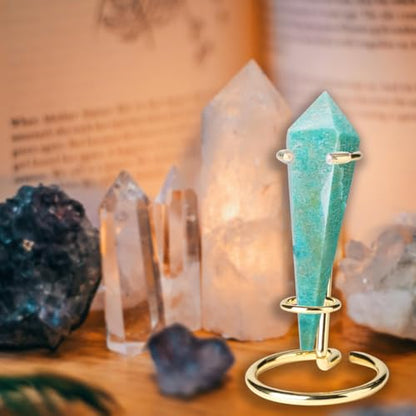 4 Pcs Crystal Wand Stand, 4" L x 4" W x 5.12" H in Mineral Display Stand, Small Iron Crystal Stands for Display (Gold, Large) - color: Gold, size: Large