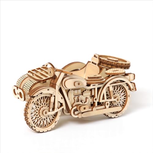 3D Wooden Puzzles Motorcycle and Sidecar Model Kits, Brainteaser and Puzzle for Christmas/Birthday,Gifts for Adults and Teens to Build Combination - style: Motorcycle