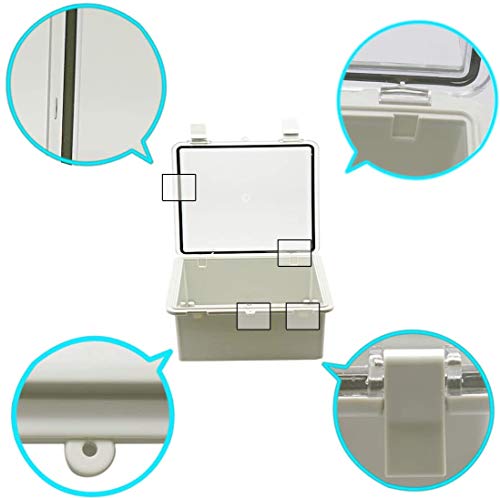 Zulkit Junction Box ABS Plastic Waterproof IP65 Electrical Boxes Hinged Shell Clear Cover Outdoor Universal Project Enclosure with Mounting Plate and Wall Brackets 15.4x11.4X 6.3inch (390x290x160 mm) - size: 15.4" x 11.4" x 6.3"