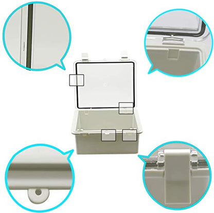 Zulkit Junction Box ABS Plastic Waterproof IP65 Electrical Boxes Hinged Shell Clear Cover Outdoor Universal Project Enclosure with Mounting Plate and Wall Brackets 15.4x11.4X 6.3inch (390x290x160 mm) - size: 15.4" x 11.4" x 6.3"