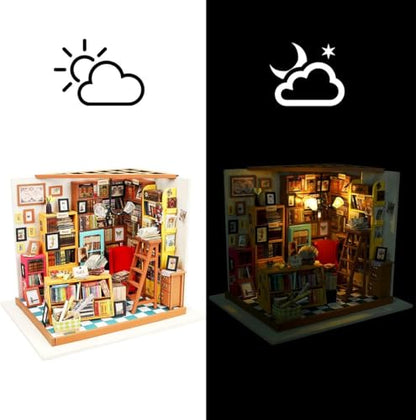 Rolife 1:20 Miniature House Kits-Tiny House Kit-DIY Miniature Dollhouse Kits for Adults-Model Building Craft Kits-Hobbies Gifts for Women and Men - color: Sam's Study