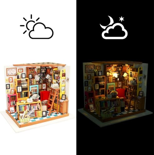 Rolife 1:20 Miniature House Kits-Tiny House Kit-DIY Miniature Dollhouse Kits for Adults-Model Building Craft Kits-Hobbies Gifts for Women and Men - color: Sam's Study