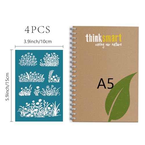 4Pcs 4 Styles Floral Silk Screen Stencils Clay Large Silkscreen 3.9 x 6 Inch Wildflowers Pattern Reusable Nylon Printings Stencil for Polymer Clay Wood Fabric Jewelry Making DIY Crafts - color: Flower