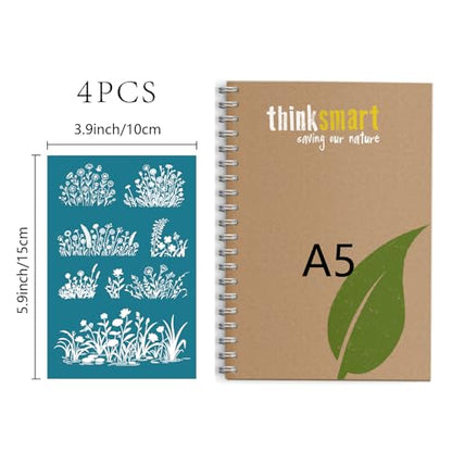 4Pcs 4 Styles Floral Silk Screen Stencils Clay Large Silkscreen 3.9 x 6 Inch Wildflowers Pattern Reusable Nylon Printings Stencil for Polymer Clay Wood Fabric Jewelry Making DIY Crafts - color: Flower