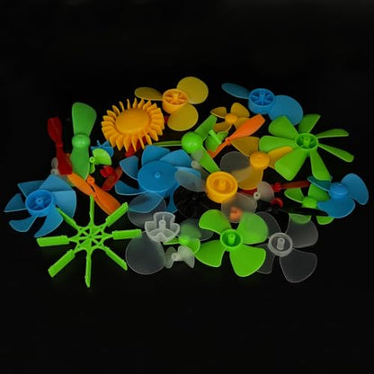 46PCS Model Toy Plastic Propeller Kit Fan Shape Propeller Props for Model Boat Ship Airplane DIY Electric Mini Fan Model Windmill Building Parts (Mix Color 1)