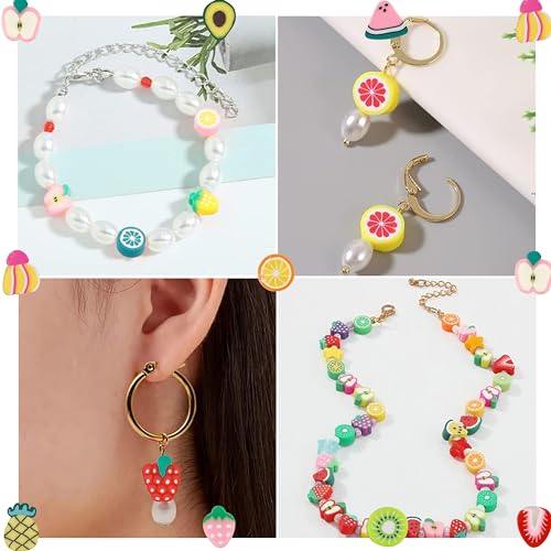 180 Pcs Colorful Fruit Polymer Clay Beads for DIY Bracelet, Necklace, Earring Making - color: 180 Pcs Colorful Fruit