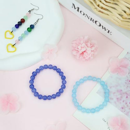 500Pcs Light Blue Glass Beads 8mm for Bracelets - color: Light Blue, size: 8mm 500pcs