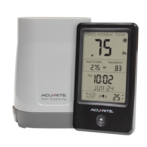 AcuRite (02446M) Self-Emptying Wireless Rain Gauge with Indoor Display - color: Vertical Display, size: Vertical Display