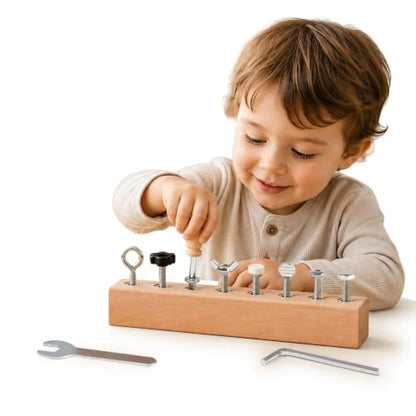 Mosstessori Screwdriver Set,Wooden Nuts and Bolts Toy for Kids Ages 3-5