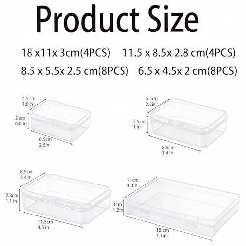 LJY 24 Plastic Boxes, 4 Sizes for Diamond Painting - color: Clear