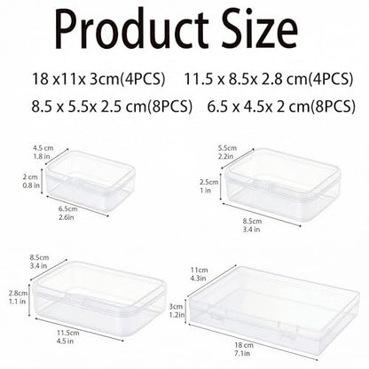 LJY 24 Plastic Boxes, 4 Sizes for Diamond Painting - color: Clear