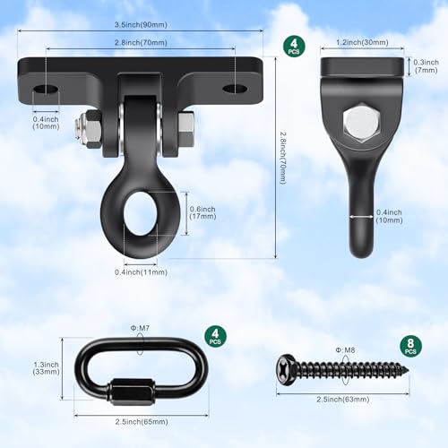 BeneLabel A-Frame Middle Swing Set Brackets with Swing Hangers Heavy Duty Swing Set Hardware DIY Swingset Brackets with Mounting Screw Playset Brackets Kit for 1 (4x6) Beam & 2 (4x4) Legs - color: Middle Bracket With Black Swing Hanger