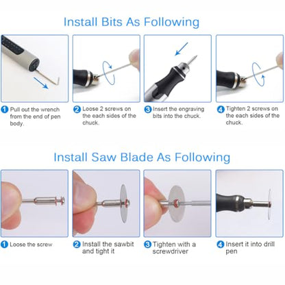 USB Rechargable Engraving Machines Pen with 35bits,Mini Electric Engraver Etching Machines Cordless Rotary Tools Engraved Jewelry Stone Metal Plastic Wood Resin - color: Silver