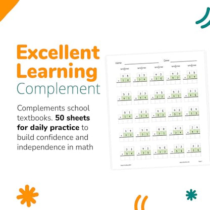 Channie's One Page A Day Double Digit Math Problem Workbook for 1st Graders, 2nd Graders, and 3rd Grade Simply Tear Off On Page a Day For Math Repetition Exercise! Addition and Subtraction Workbook