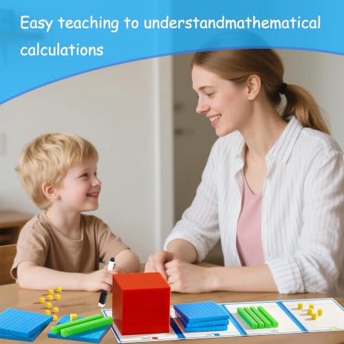 Base Ten Blocks 137 Pcs Base 10 Blocks for Math with 3 Dice