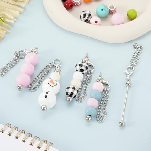 16PCS Beadable Keychain Bar Bulk, Keychain Making Kit - color: Silver