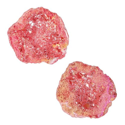 moonsix Pack of 2 Titanium Coated Angel Aura Quartz Geode, Red - color: Red