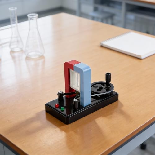 Hand Crank DC Generator Physics Education Tool With Dual LED Indicators For Faraday Experiment, Electric Motor Kit Classroom Science Lab
