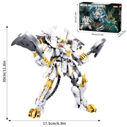 CSNRHG White Tiger Samurai mech Robot Model with Double Axe Head - color: Double Axe Head