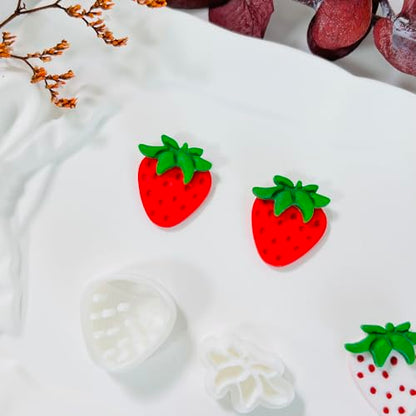 Xaekicr 2 Pcs Strawberry Polymer Clay Cutters Set – Cute Heart Clay Cutters & Texture Molds for Earrings Making, Clay Tools for DIY Polymer Clay Jewelry - color: G color