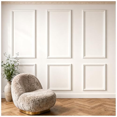 Peel and Stick Wall Molding Kit, 3 Set Pre-Cut Wainscoting Panels, 24x54in