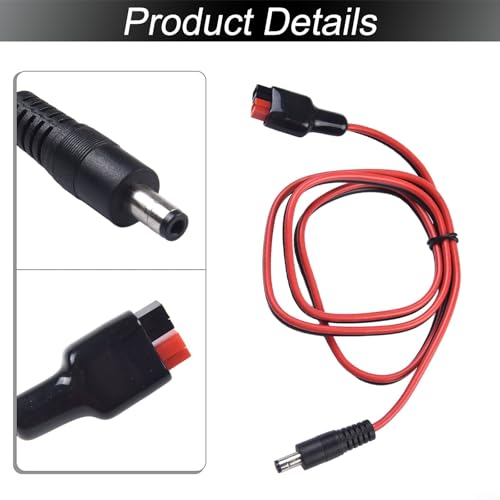 Solar to for Connector Adapter Cable, DC 5.5x2.5mm, 14AWG Wire for Solar Panel Power Pole 15/30/45A, 1m Length