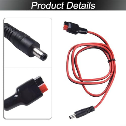 Solar to for Connector Adapter Cable, DC 5.5x2.5mm, 14AWG Wire for Solar Panel Power Pole 15/30/45A, 1m Length