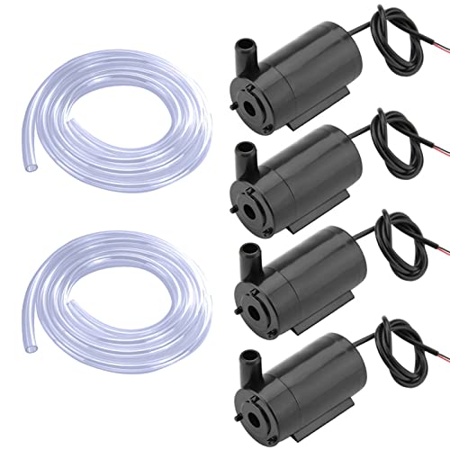 4PCS DC 3-5V Mini Water Pump Micro Submersible Pump (Black+Tube) - color: 4pcs Black Pump+2 Tube