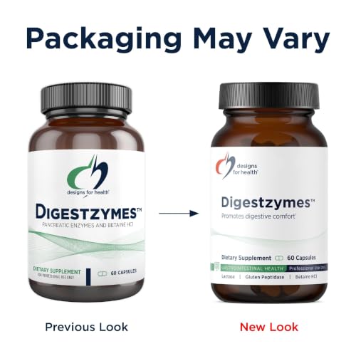 Designs for Health Digestzymes - Digestive Enzymes + Betaine Hydrochloride for Gas & Bloating Relief - Pepsin, Ox Bile, Lactase Enzyme & Lipase Enzymes for Digestion (60 Capsules) - size: 60 Count (Pack of 1)