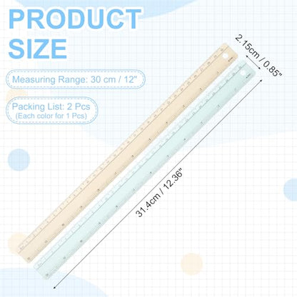 PATIKIL Metal Ruler 12 Inch/30cm, 2 Pcs Aluminum Straight Edge Ruler, Dual Scale Measuring Tool with Inch/Centimeter Scales & Hole for Math Office Drawing Engineering Home, Green/Yellow - color: Green/Yellow